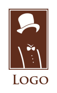 negative space man wearing hat bow tie and suspenders 