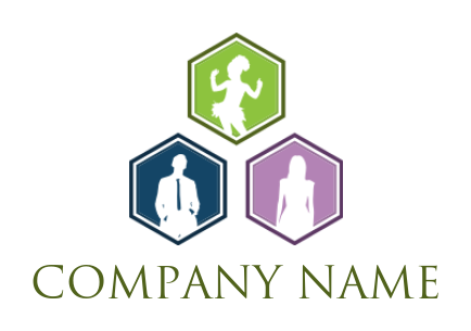 make a fashion logo man woman and kid hexagons