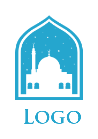 negative space mosque with stars in dome