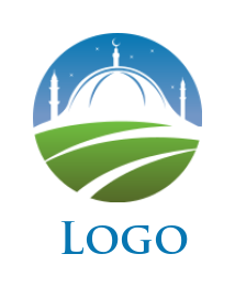 make a religious logo negative space Muslim mosque in circle - logodesign.net