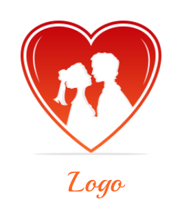 dating logo romantic couple inside red heart