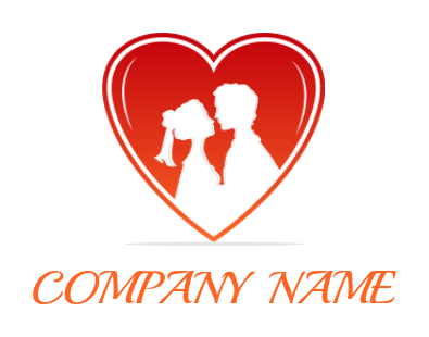 dating logo romantic couple inside red heart