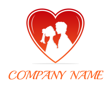 negative space romantic couple inside red heart 