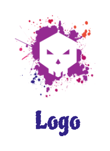 arts logo negative space skull in paint splashes