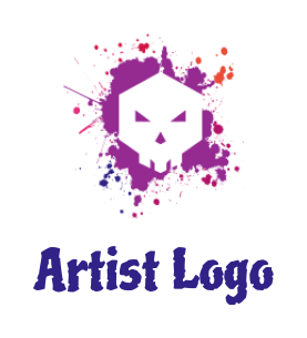 arts logo negative space skull in paint splashes
