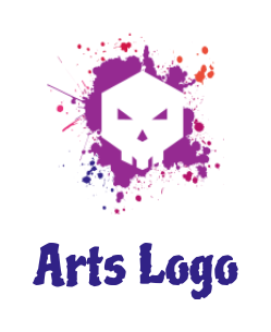 arts logo negative space skull in paint splashes