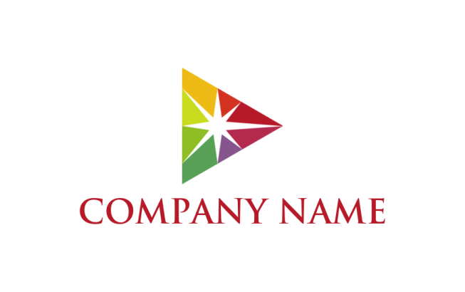 advertising logo maker negative space star inside colorful triangle