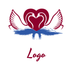 design a pet logo negative space swan inside heart  