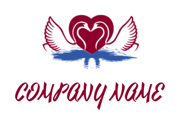design a pet logo negative space swan inside heart  