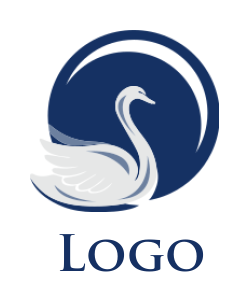 pet logo icon negative space swan with circle