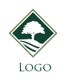 make a landscape logo tree and field with grass