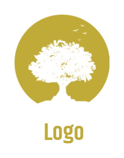 landscaping logo online negative space tree with sun - logodesign.net
