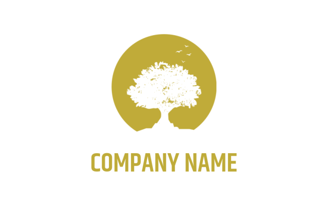 Negative Space Tree With Sun Logo Template By Logodesign Net