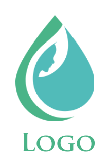 spa logo negative space woman profile in drop