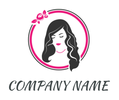 beauty logo negative space face in circle