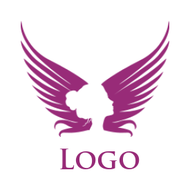 generate a beauty logo negative space women face inside wings 
