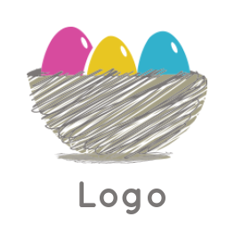 art logo icon nest with colorful eggs