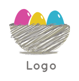 art logo icon nest with colorful eggs