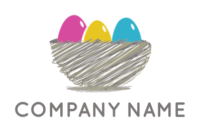 art logo icon nest with colorful eggs