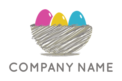 art logo icon nest with colorful eggs