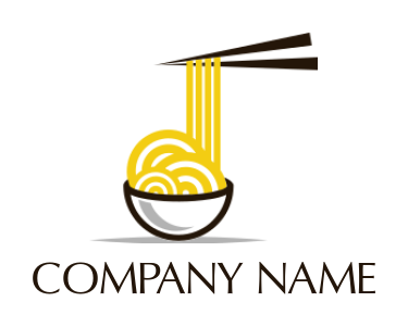 noodles in bowl with chopsticks logo generator