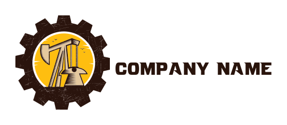 engineering logo oil drilling machine with gear