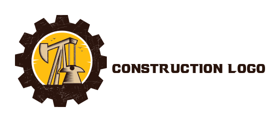 engineering logo oil drilling machine with gear