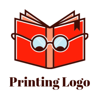 publishing logo open book wearing glass bookmark