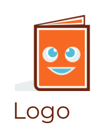 education logo of open book with happy face