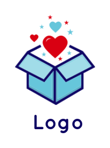 dating logo open gift box with hearts 