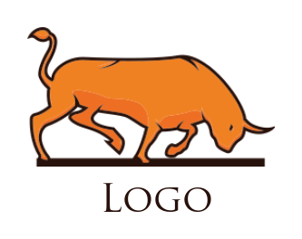 generate an animal logo of symbol orange bull
