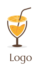 orange drink glass with straw 