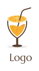 food logo icon orange drink glass with straw