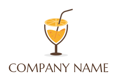 food logo icon orange drink glass with straw
