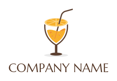 food logo icon orange drink glass with straw