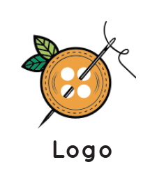 orange shaped button with the needle and leaves 