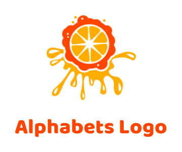 alphabets logo orange with juice drops forming O