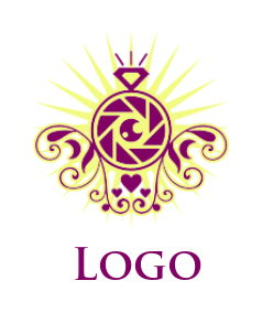 photography logo online ornament diamond ring with camera shutter 