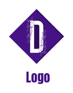 Letter D logo with ornaments inside square
