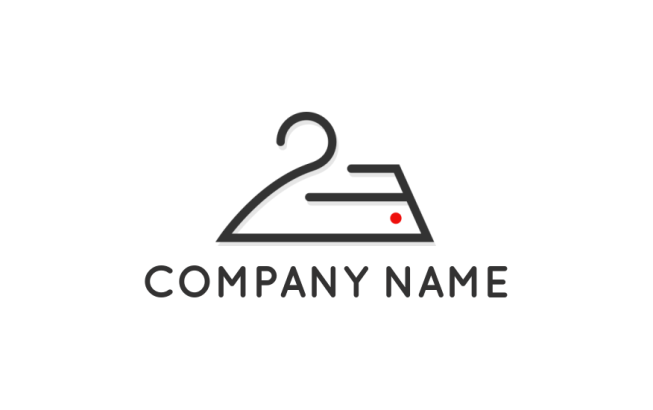 cleaning logo online outline iron with dot for dry cleaner