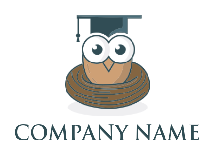 owl bird wearing education hat with nest logo