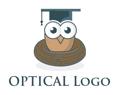 education logo owl with graduation hat in nest