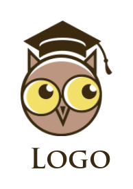 education logo icon owl face with graduation hat