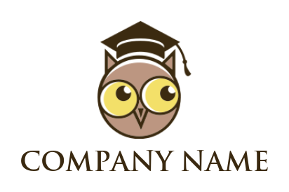 education logo icon owl face with graduation hat - logodesign.net