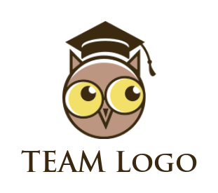 education logo icon owl face with graduation hat