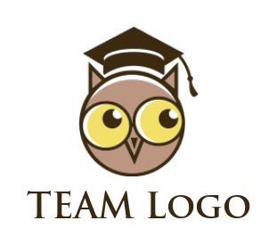 education logo icon owl face with graduation hat - logodesign.net