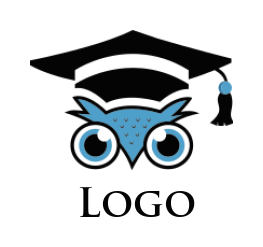 education logo owl head wearing graduation hat