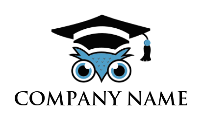 make an education logo owl head wearing graduation hat - logodesign.net