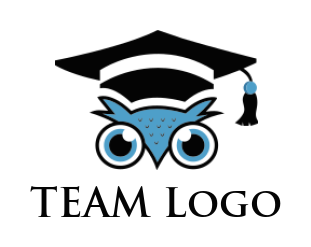 education logo owl head wearing graduation hat