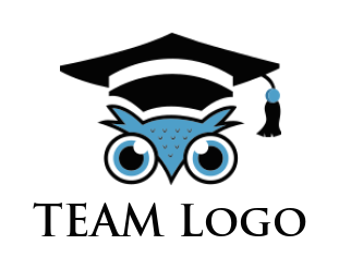 make an education logo owl head wearing graduation hat - logodesign.net